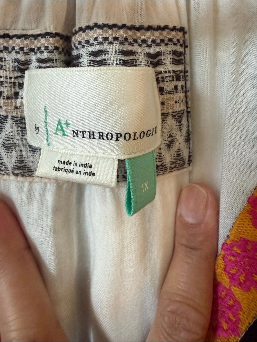 Anthropologie Cream Midi Dress with Pink & Orange Embroidery - Picture 11 of 13